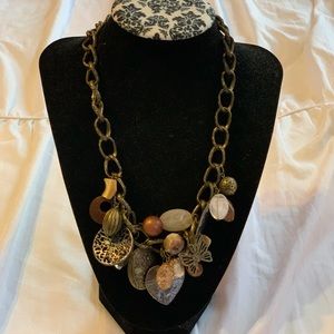 Used. Fantasy. Short Brown/Gold Necklace. With Charms.